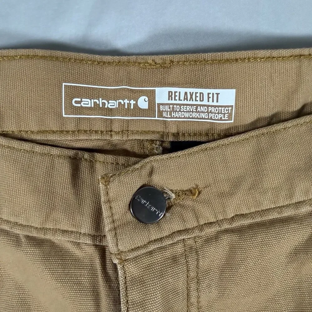 Men's 40 Carhartt Shorts Tan  Rugged Flex Relaxed Fit Canvas Work Model#Bs2514-M
